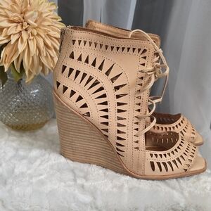 Jeffrey Campbell Tan Cutout Lace-Up Boots
